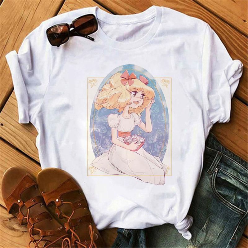 Anime Candy Candy T-shirt Clothes for Women Japanese Manga Short Sleeve Graphic Tee Y2k Kawaii Casual Tops Women's Sumer Clothes
