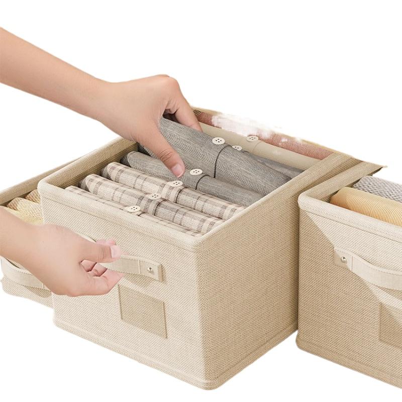 Drawer-Style Wardrobe Storage Box Foldable MoistureProof Organizer Large Capacity Linen Cloth Basket Kids' Toy&Book DesktopShelf