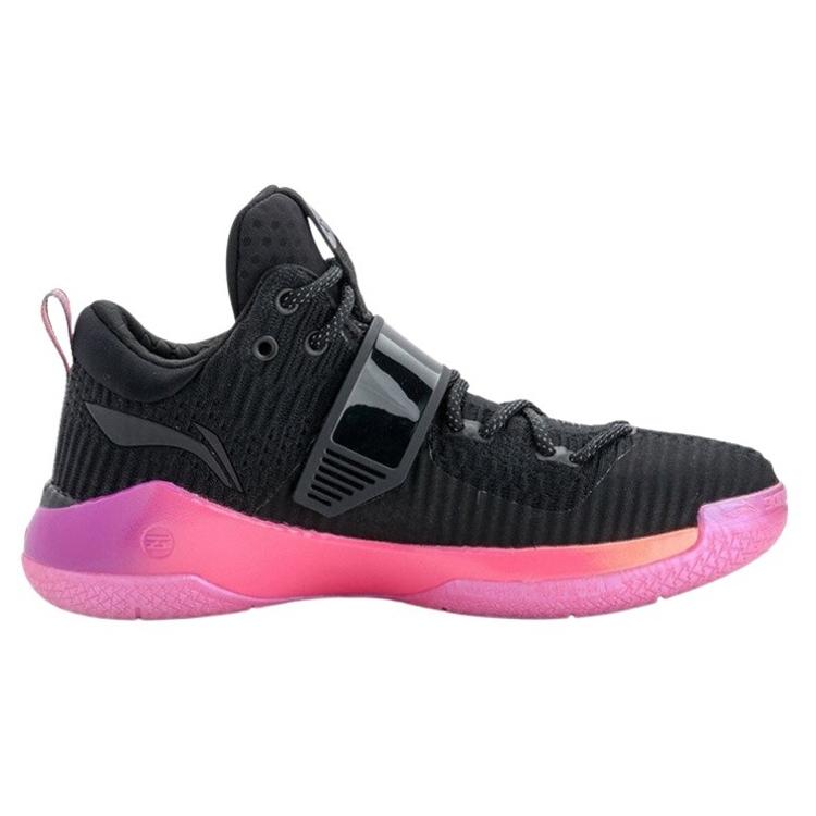 Li Ning WOW 6 Sunrise Basse Performance Chaussures de Basketball Femme Rose Noir ABAM004-1