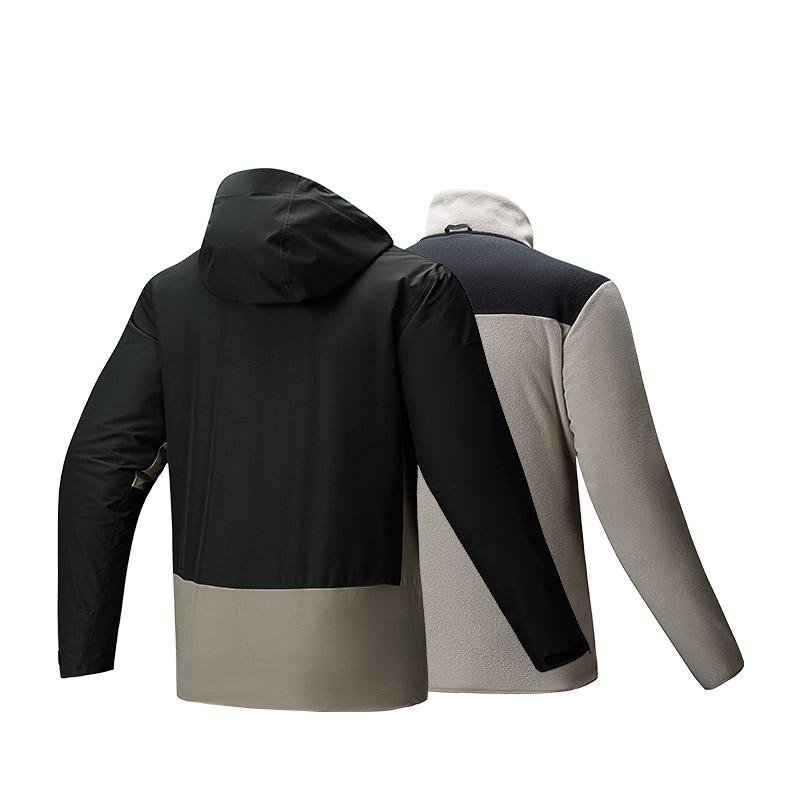 Anta Training Series Color Block Hooded Three-In-One Zipper Two-Piece Set Waterproof Wear-Resistant Windproof Breathable Jacket Men Jacket 952447612-3