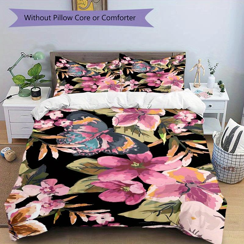 Set Lenzuola con Motivo Floreale 3 Pezzi, Adatto per la Decorazione della Camera da Letto, (Include 1 Copripiumino e 2 Federe, Piumone Non Incluso) yy250822136