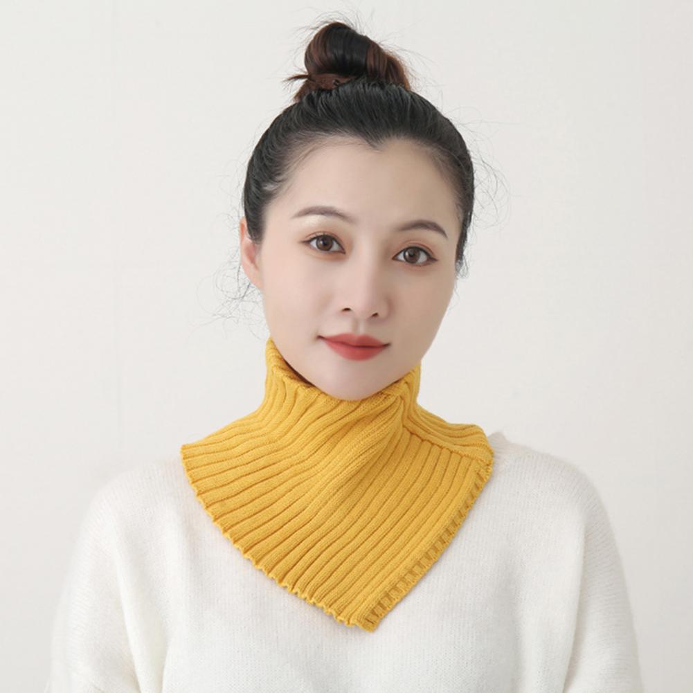 Women Autumn Winter Knitted Fake Collar Scarf Solid Color Ribbed Warm Turtleneck Neck Warmer Detachable Windproof False Collar