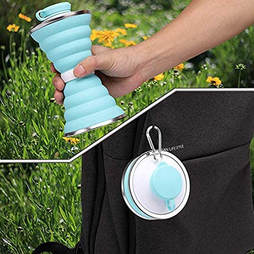 500ml Collapsible Foldable Water Bottle BPA Free Portable Reusable Leakproof Food-Grade Silicone Sports Travel Water Bottle Cup