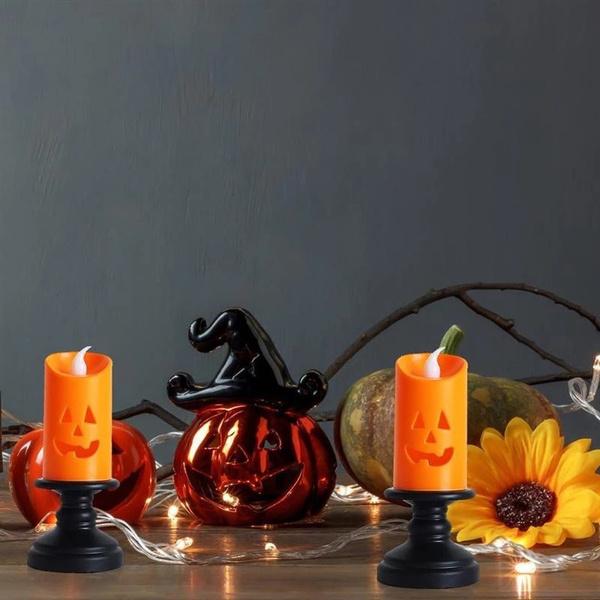 Halloween Candles Light Pumpkin Led Colorful Candlestick Party Decor