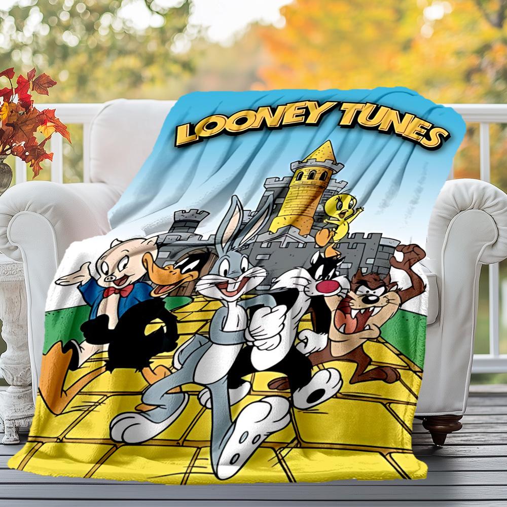 

1pc Bugs Bunny Daffy Duck Outdoor Blanket - Throw Blanket, Soft , Flannel Blankets, Living Room, Travel, Camping-1102110 80x120cm