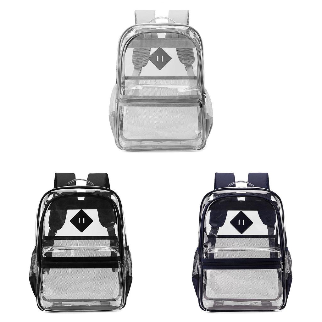 Transparente PVC-Doppelschultertasche mit mehreren Fächern für Schüler und Reisen