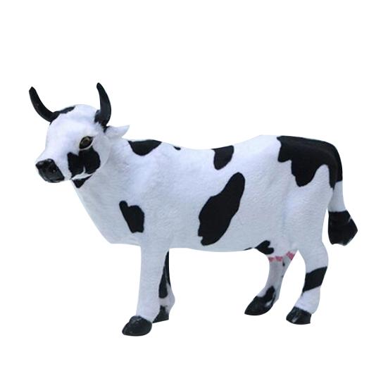 Realistic Fluffy Cow Animal Model Toy DIY Dollhouse Scenery Desktop Ornament