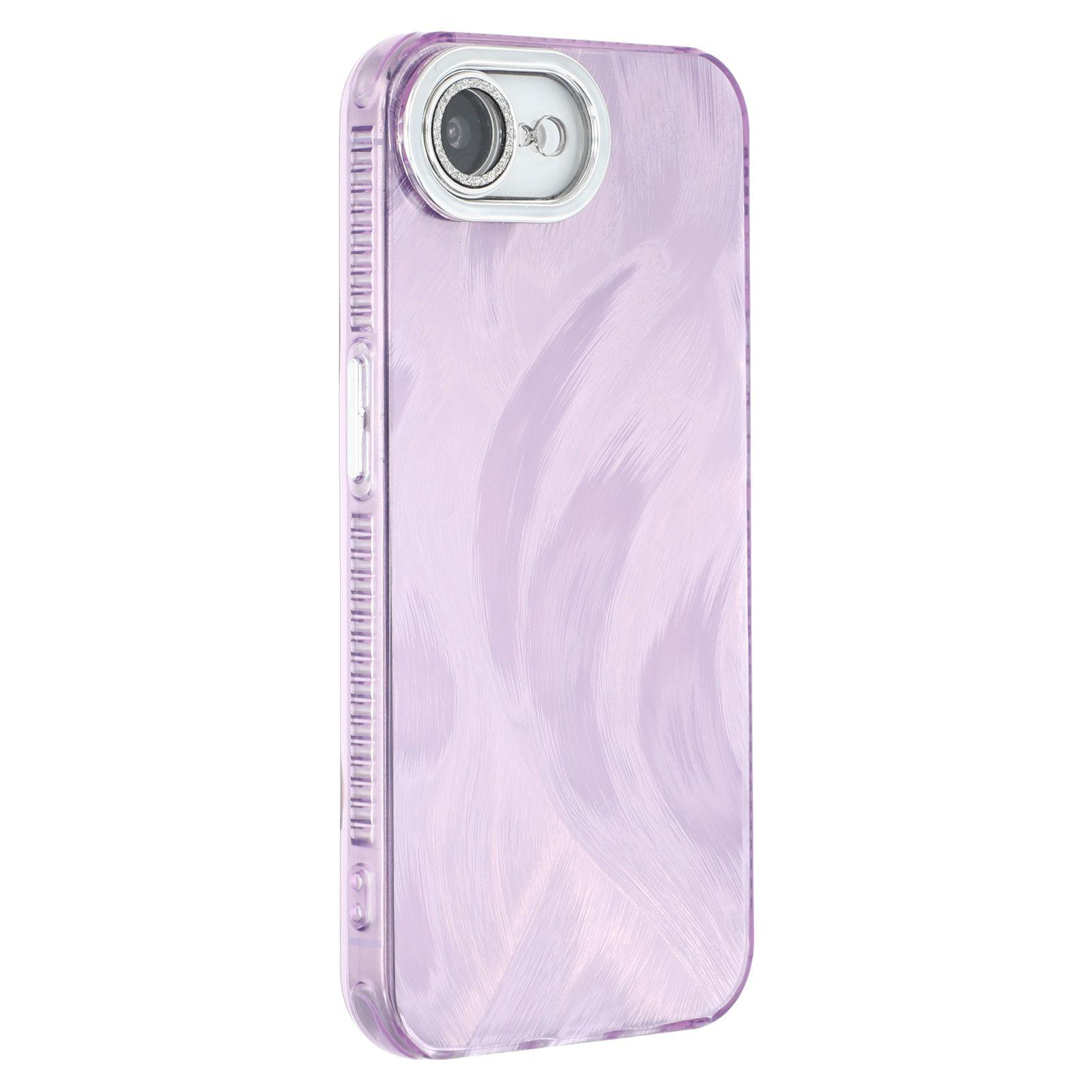 

Чохол для iPhone 16e IMD Дизайн Ударостійкий PC+TPU Чохол для телефону зі скляною плівкою для об єктива Feather Pattern/Purple