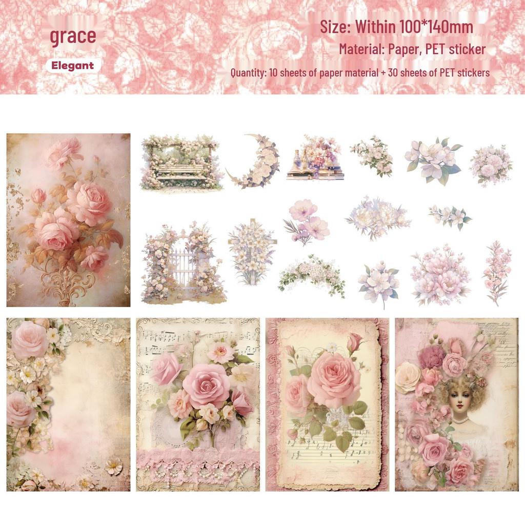 Mengze Series Retro Story Material Pack: DIY Journal Decoration & Collage Base - 6 Styles
