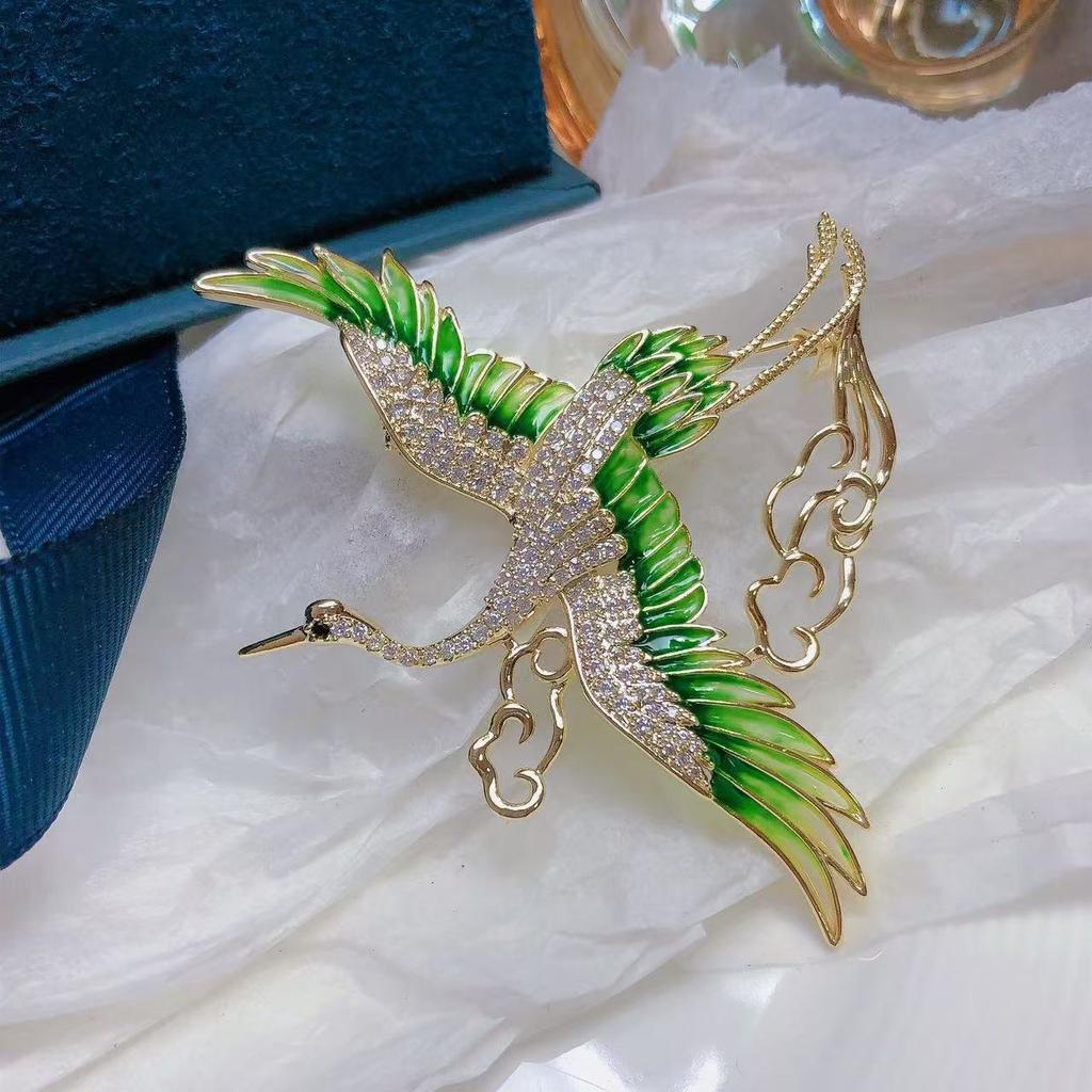 Vynikající brož jeřába pro štěstí Retro móda Elegantní špendlík Personalizované šperky Doplňky Party dárky