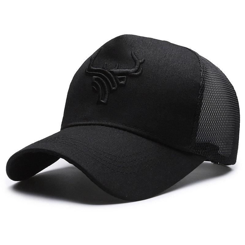 Men's Summer Deer Antler Embroidered Five-Panel Baseball Cap - Breathable, High-Top, Bull Head Visor, Sun Protection