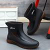 fashion 2024 Rain Boots Men's Waterproof Drawstring Rain Shoes Velvet Padded Suit Warm Non-Slip Flat Fashion Take-out Rider Rain Boots