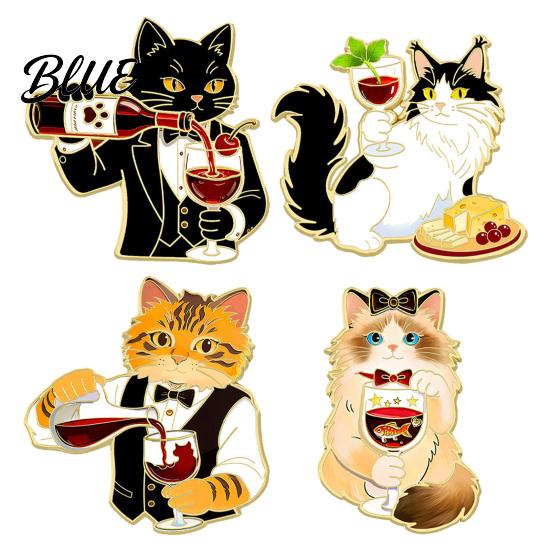 Enamel Animal Brooch Cartoon Red Wine Cat Brooch Kitten Lapel Themed Jewelry Pin Jackets Backpacks Clothes Decorative Accessory for Women Men Pin