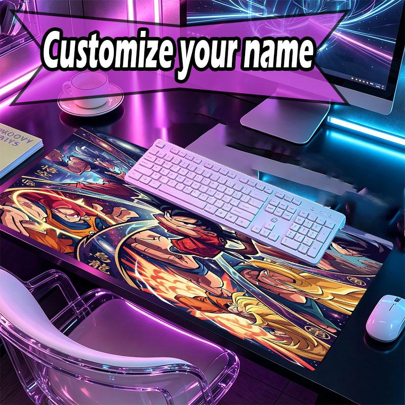 Custom Name Personalized Dragon Ball Z Pattern Mousepad, Laptop PC Desk Mat, Decorative Desk Mat for Home Keyboard Pad Gift