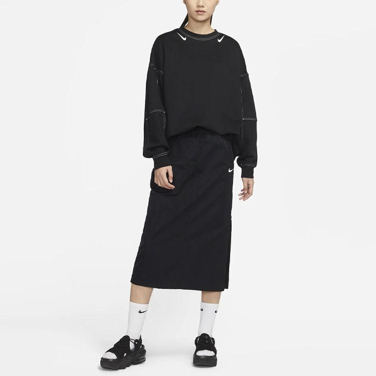 Nike Sportswear Essential High-Waist Elastic A-Line Long Skirt Women Bottoms Black DM6250-010