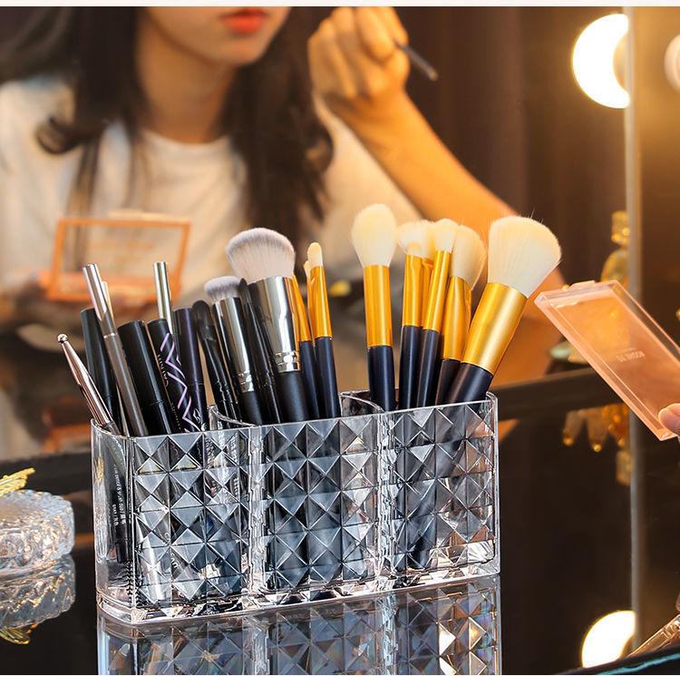 Acrylic Five-Grid Transparent Cosmetic Organizer with Diamond Pattern