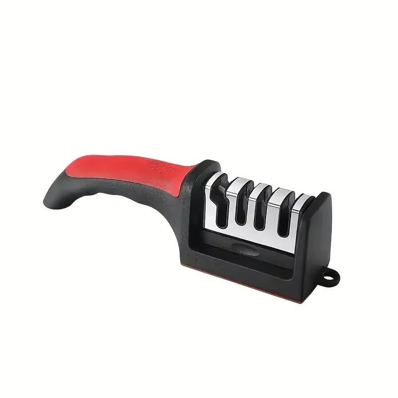 3-Stage Kitchen Knife Sharpener, Heavy-Duty Multifunctional Handheld Sharpening Tool with Non-Slip Base for Household Use