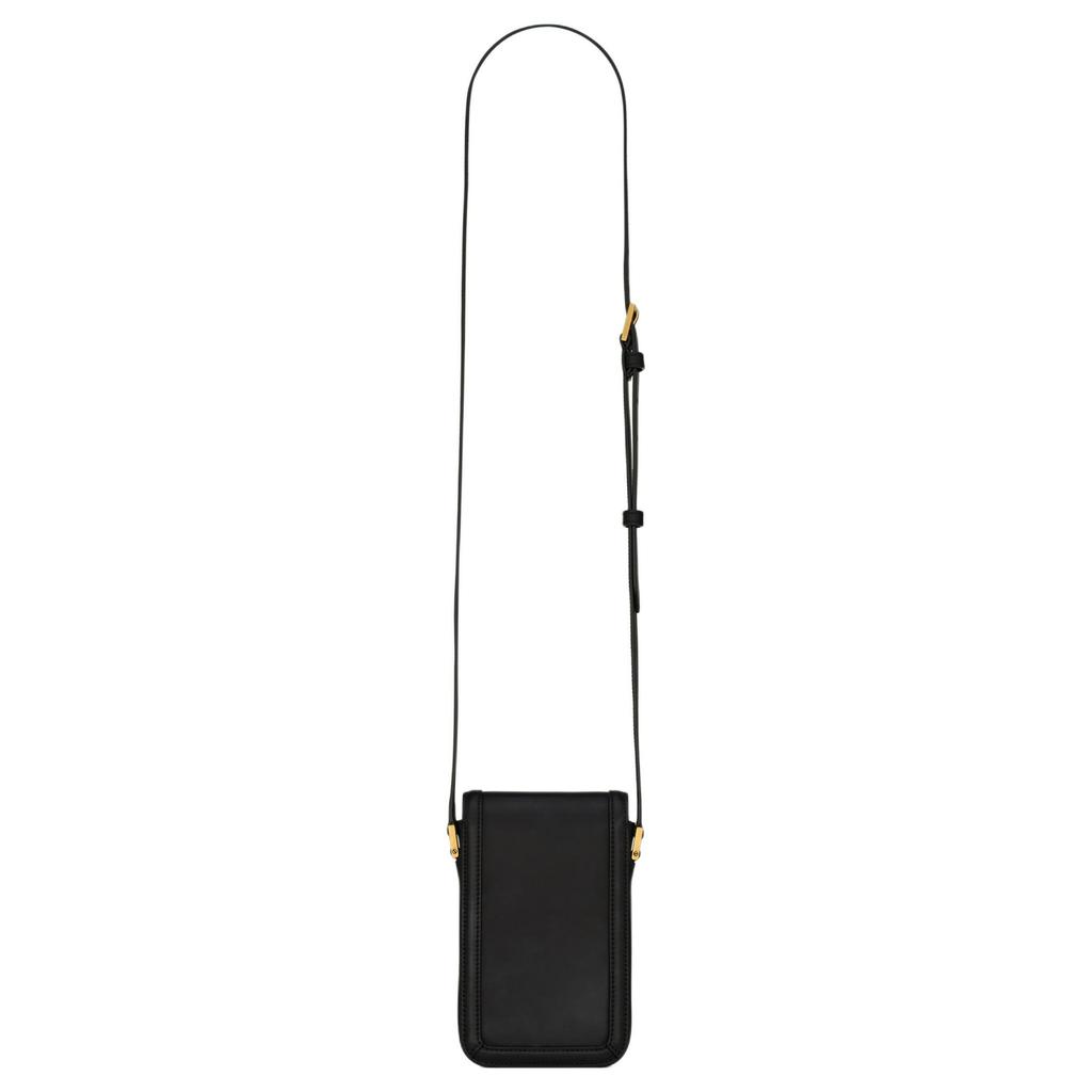 Saint Laurent Ysl Solferino Gold Letter Logo Snap Closure Smooth Leather Mini Crossbody Bag Men Bags Black 753963-BWR0W-1000