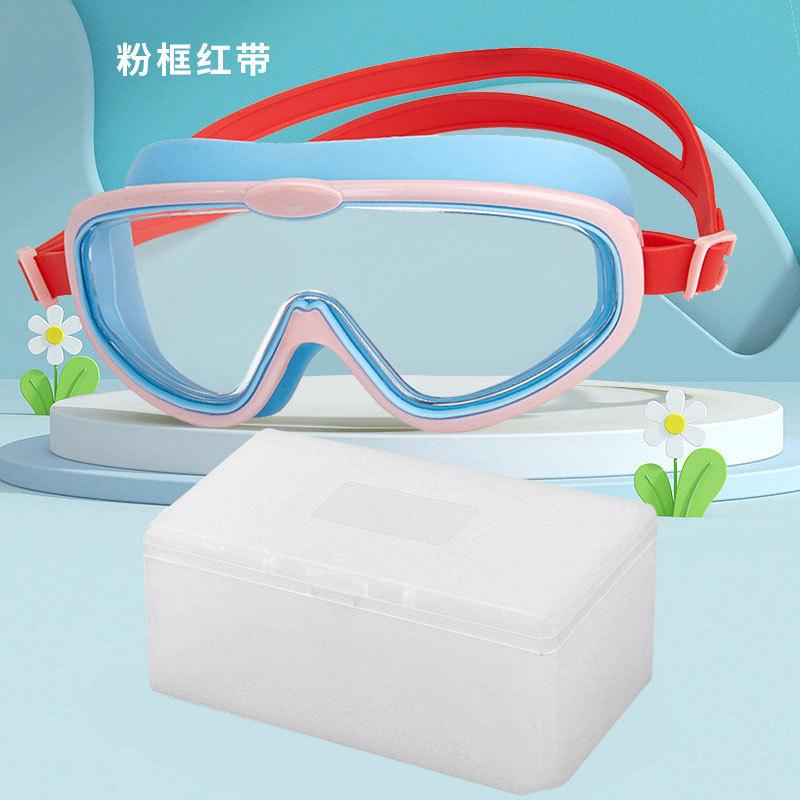 New high definition waterproof and anti-fog silicone swimming glasses earplugs integrated large frame