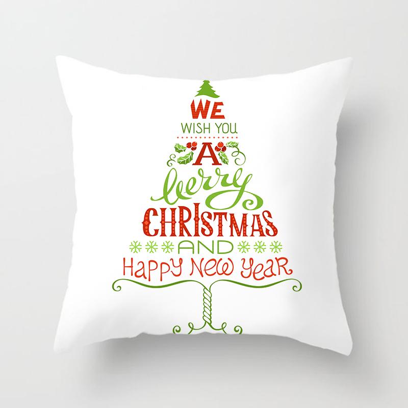 Merry Christmas Printed Pillowcase Christmas Style Cushion Cover Home Sofa Decor Throw Pillowcase
