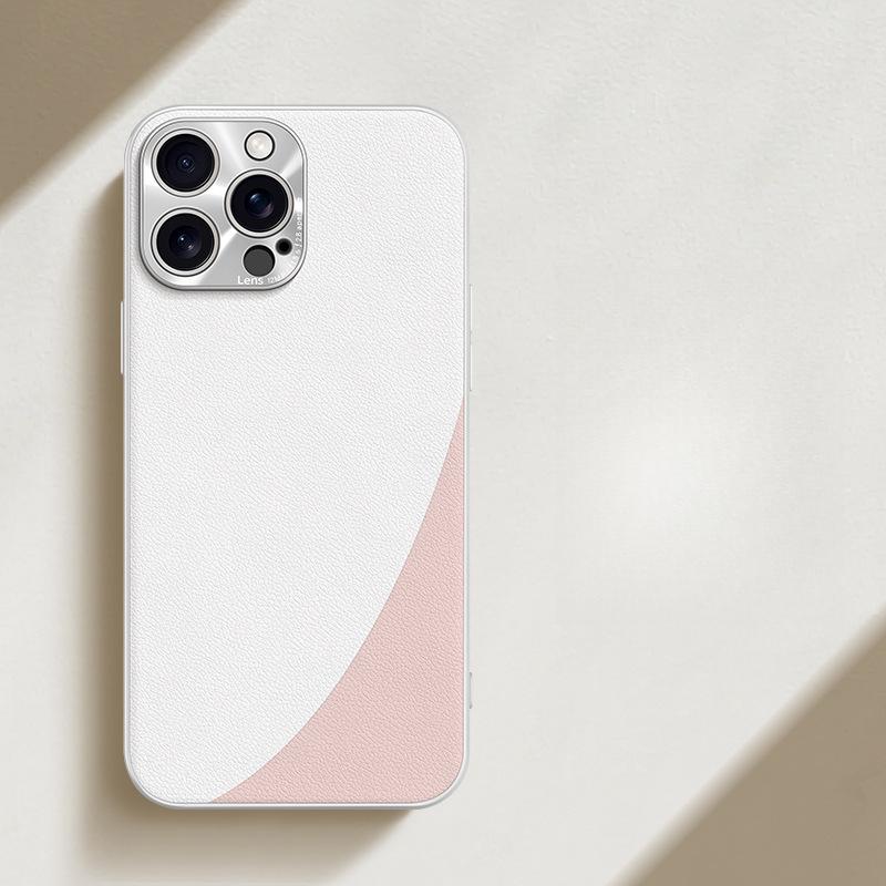 

Подходит для Apple 15 ProMax Однотонный кожаный чехол с цветовой блокировкой для мобильного телефона IPhone 14 Высококлассный 13 Защитный чехол для объектива от падений iPhone11pro