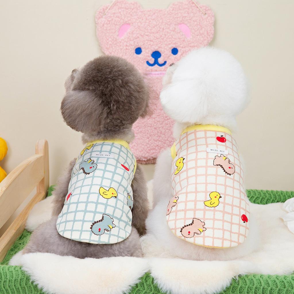 Spring and summer dog clothes, cats, small dogs, Teddy Bichon, Pomeranian pet supplies, breathable 24 small dinosaur vest