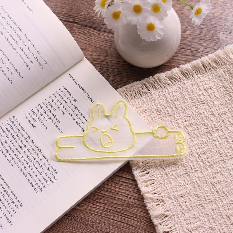Cute Rabbit Embroidery Bookmarks Colorful Cartoon Transparent Page Marker For Students Reading Gift Daily Use