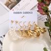 IF ME Retro Butterfly Tassel Pearl Earrings Set Elegant Gold Earring Women Fashion Jewelry Accessories
