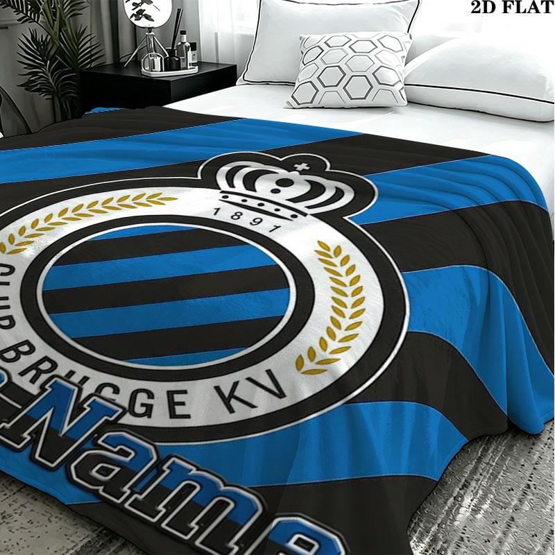 1PC Club Brugge KV Custom Name Patterned Flannel Blanket Suitable For All Seasons for Home Decor Warmth and Comfort Gifts Holiday Present