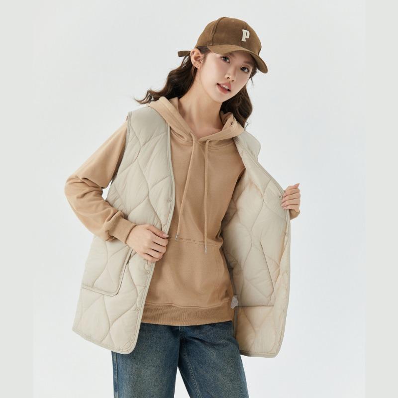 

Women s warm enlarged thickened velvet medium and long women s lamb wool buttons casual outer cotton vest M (about 55kg)