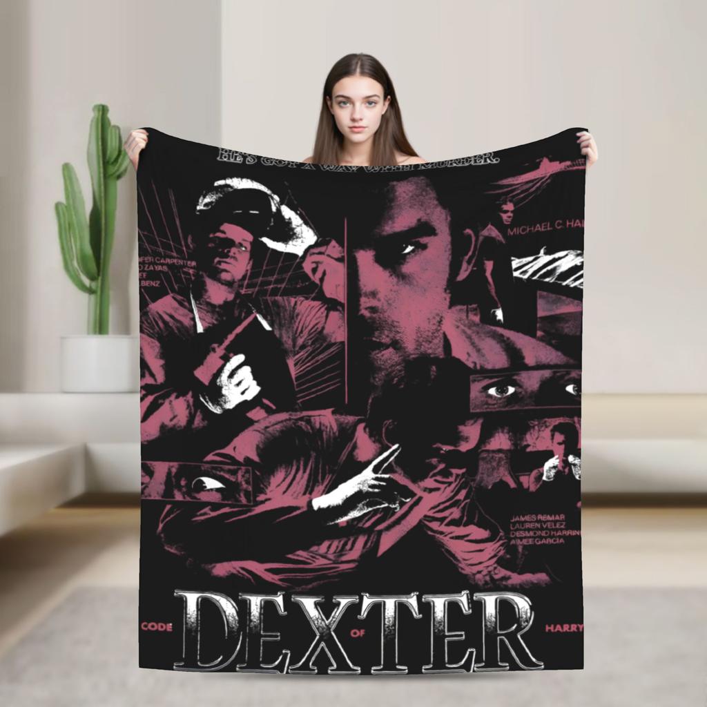 Dexter Morgan Blood Never Lies Knitted Blankets Flannel  Lightweight Thin Throw Blanket for Bedroom Sofa Bedspread