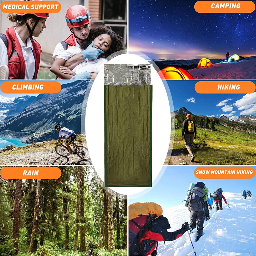 Emergency Sleeping Bag Survival Bag Survival Emergency Bivy Sack Portable Blanket Thermal Outdoor Camping Ultralight Gear