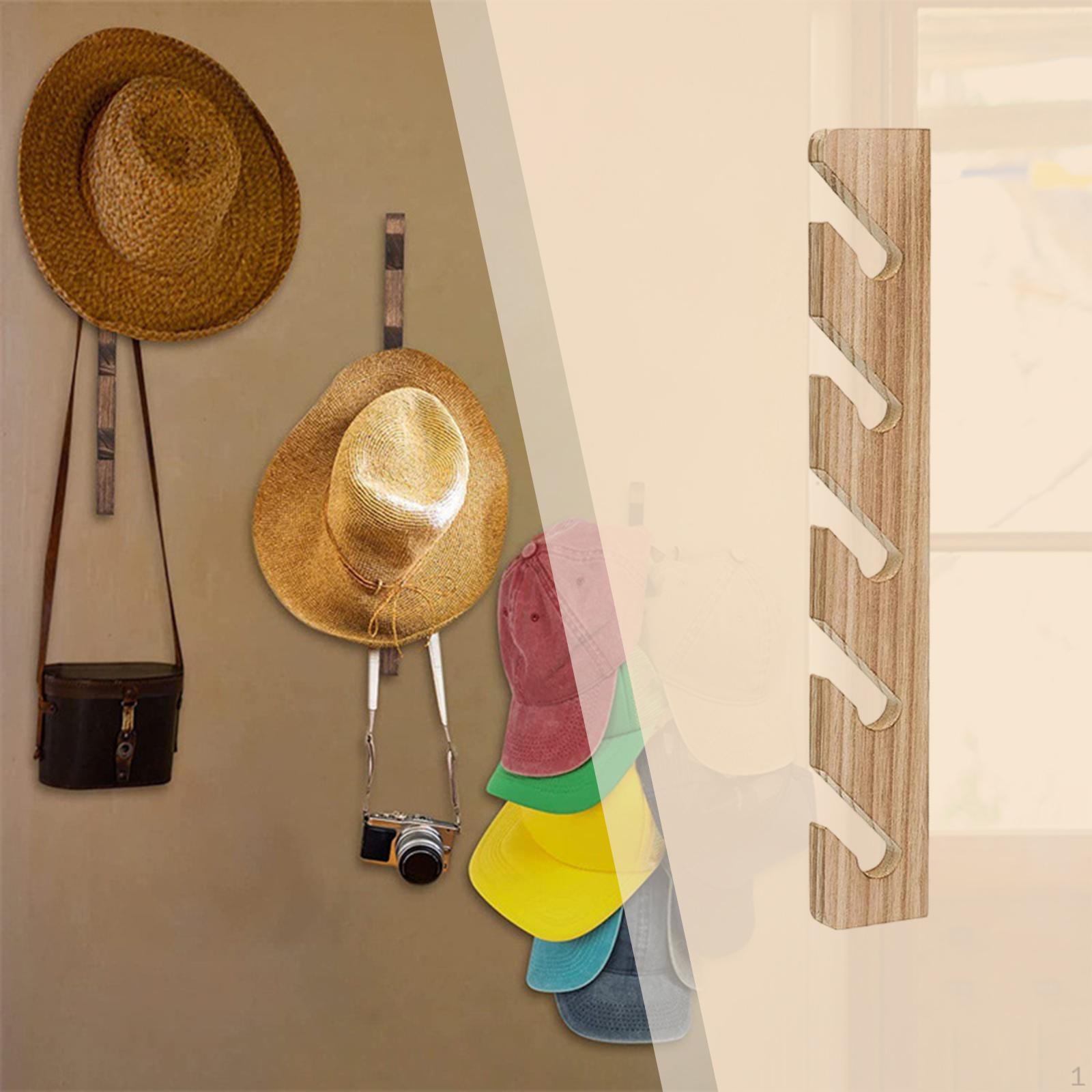 Hat Rack for Baseball Wooden Holder Multifunction 5 Hooks Wall Mounted Display Bedroom 1070₽