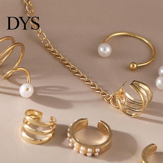 Commute Cartilage Earrings 1 Set Ear Clips Faux Pearl Rhinestone Different Shape Non-piercing C-shaped Decoration Jewelry Prom Party Cuffs