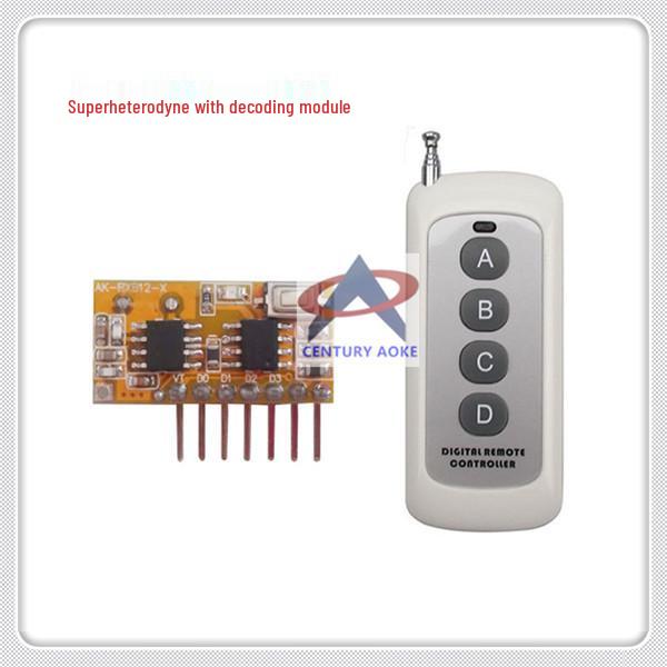 Superheterodyne Receiver 315/433 MHz Wireless Transceiver with 4-Channel Decoder & 2-Button Remote Control