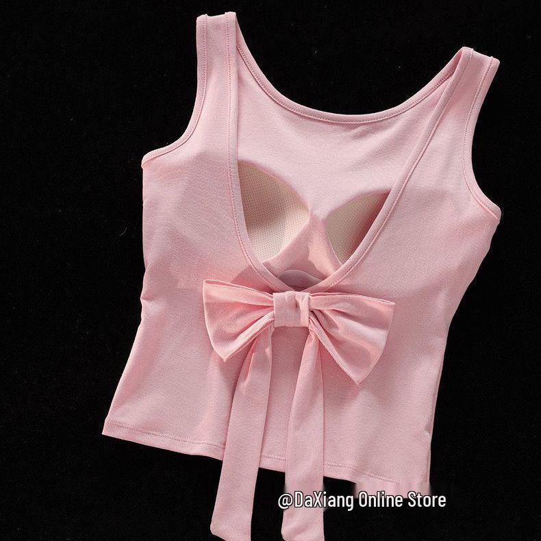 Korean Sweet & Spicy Set: Spicy Girl Backless Bow Spaghetti Strap Tank & Women s Ripped Denim Shorts XL