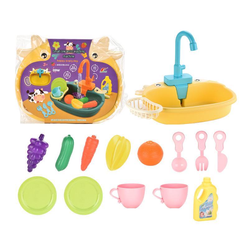 

Kids Interactive Frog Sink Toy: Electric Water Circulating Hand Wash Station & Vegetable Washer Pretend Play Set