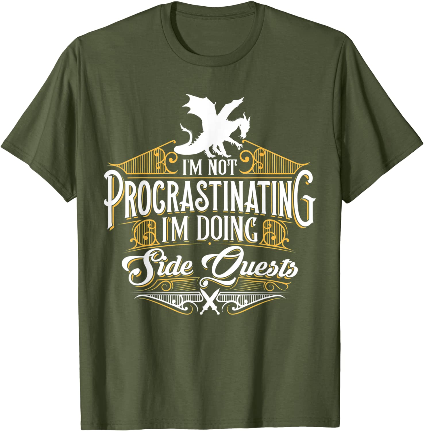 

Not Procrastinating Side Quests Funny RPG Gamer Dragons T-Shirt Tops T Shirt Latest cosie Cotton Men T Shirts Design S