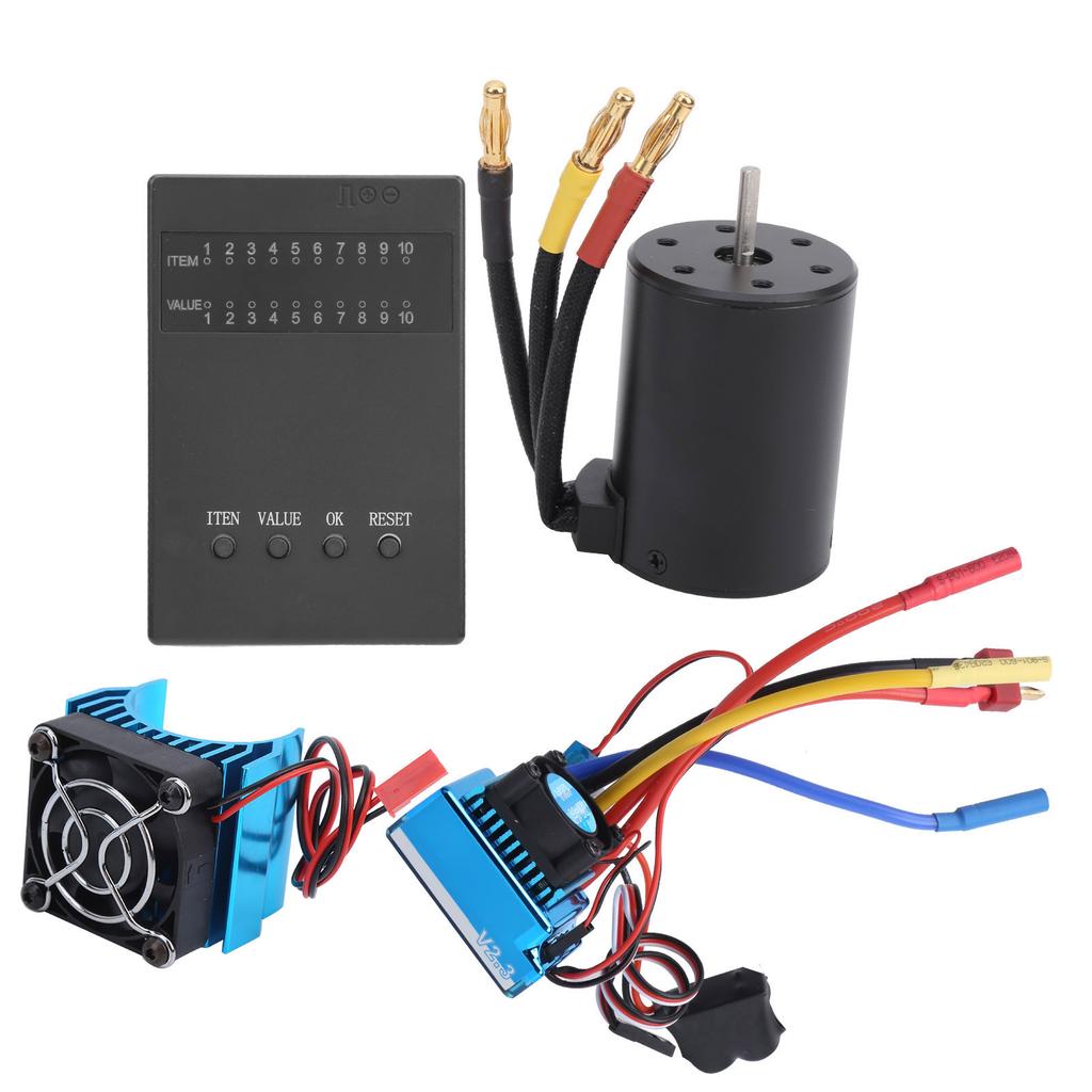 3650 Motor 2300KV+ 120A Brushless ESC + Program Card + Heat Sink Set for 110 RC Car