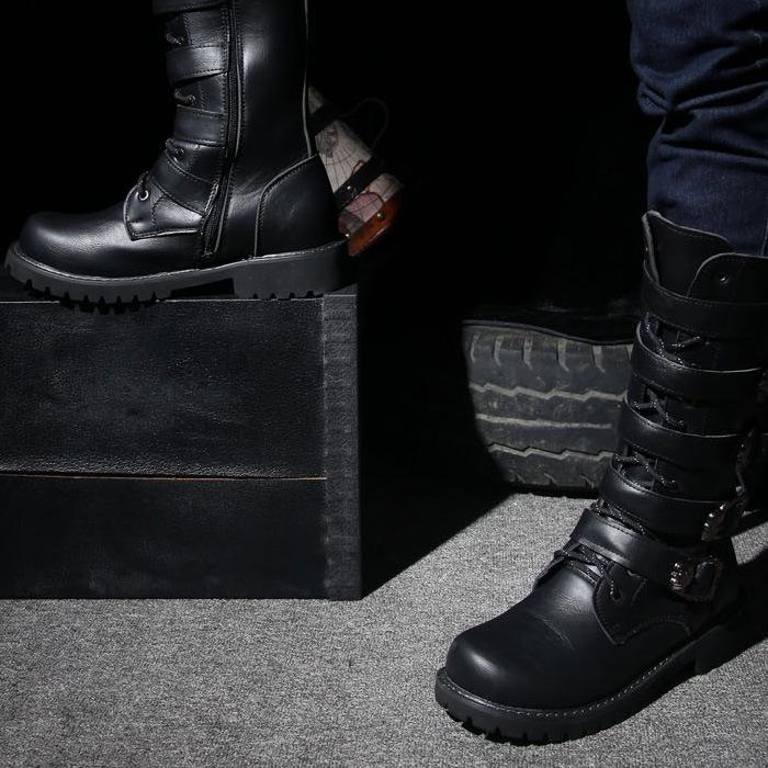 Große High-Top-Martin-Stiefel aus Crazy Horse-Leder für Herren - Koreanische Mode im britischen Stil