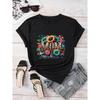 Europeisk Storlek Plus Size Dam Happy Mother's Day Grafisk T-shirt med Blommig & Leopardmönsterdesign, Lätt Andningsbar Avslappnad Vår Sommar T-shirt