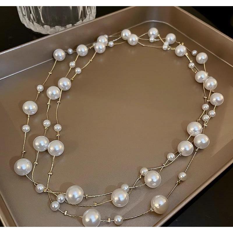Women S Long Pearl Sweater Chain Luxury Unique Clavicle Necklace