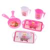 Mini Tableware Kitchenware Set Dollhouse Simulation Pot Tray Cup Set Doll Home Kitchen Decoration Pretend Play Toys Kid Gifts