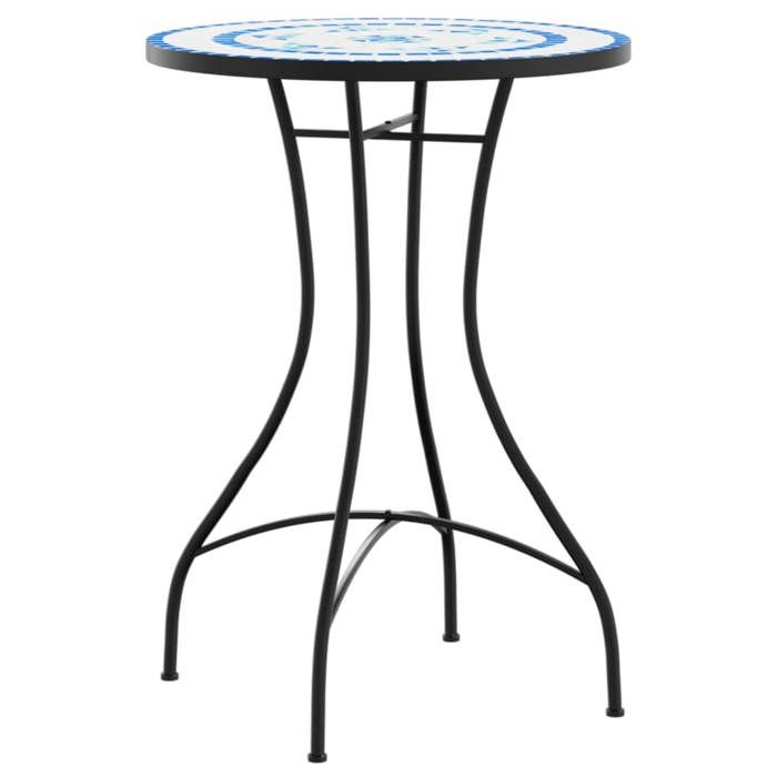 VidaXL Ensemble de bistro mosaïque bleu et blanc fer et céramique, ensemble de bistro, ensemble de bistro d'extérieur, 3216353