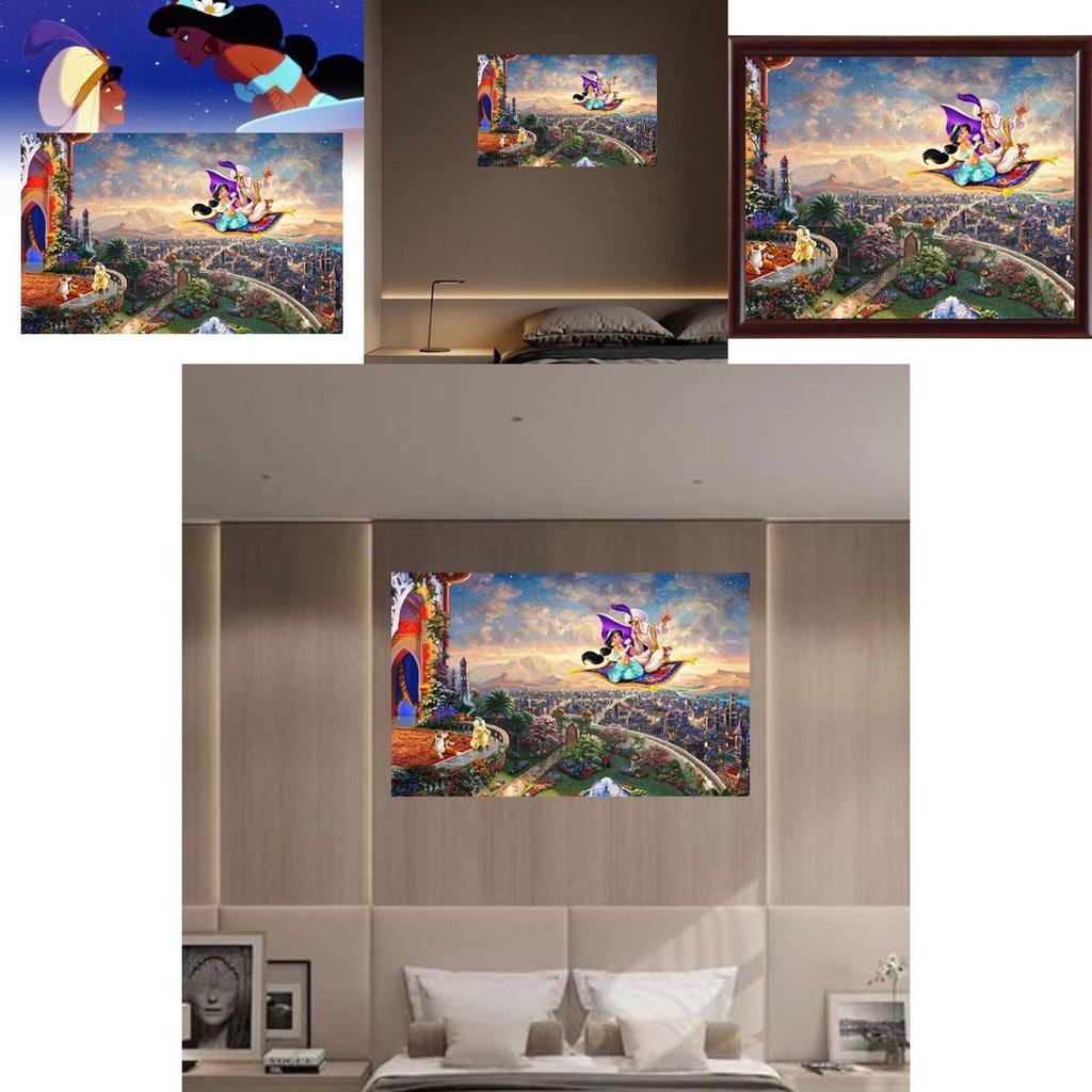 Vibrant Mermaid Princess Canvas Artwork Modern Fairytale Kids Room Decoration