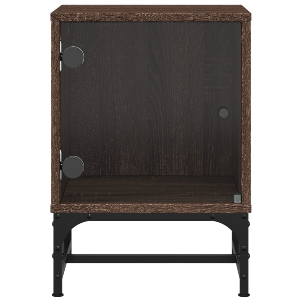 Nightstands with Glass Doors 2 Pcs Brown Oak Effect 35 X 37 X 50 Cm