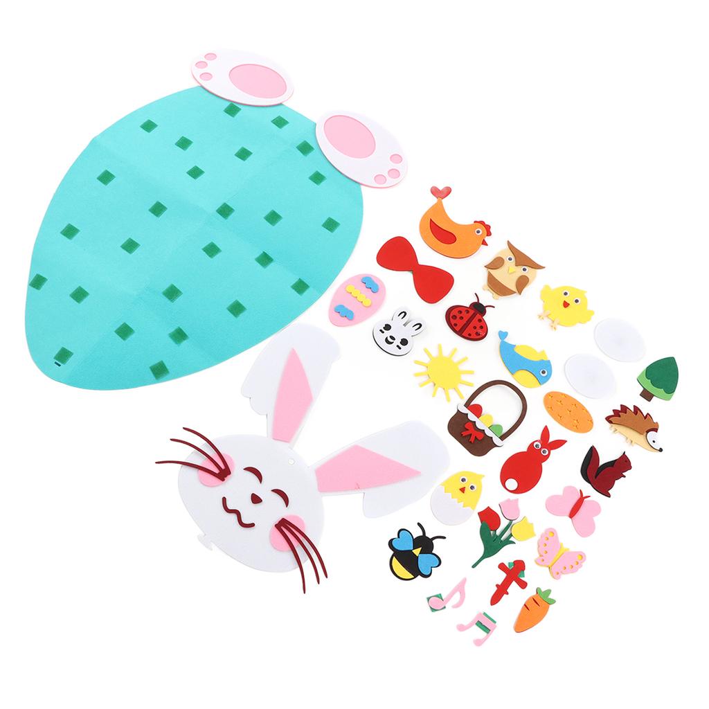 Toddler DIY Felt Rabbit Set Wall Hanging Bunny Crafts Ornaments for Home Party Decoration