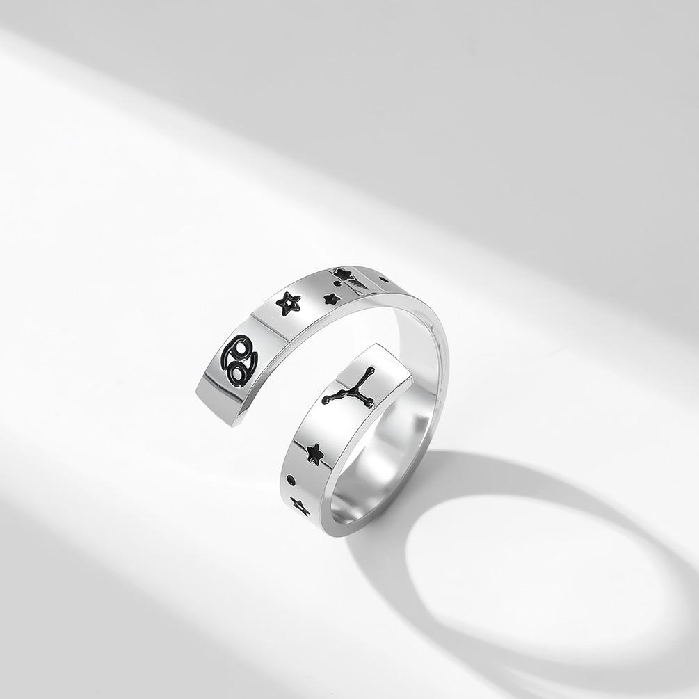 Neutral Cold Wind Twelve Constellations Adjustable Opening Titanium Steel Ring Stainless Steel Ring