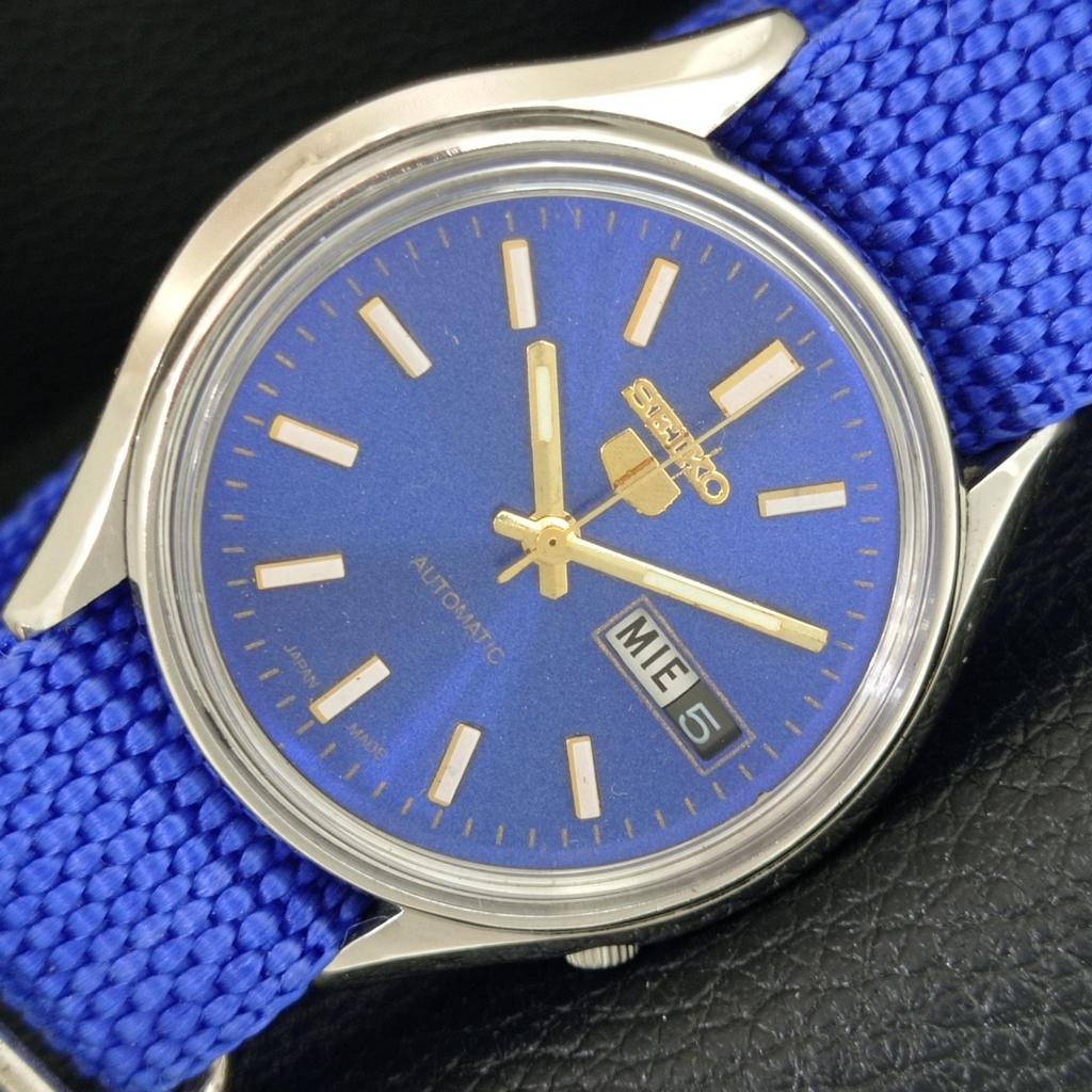 VINTAGE SEIKO 5 AUTOMATIC 6119C JAPAN MENS BLUE COLOR DIAL WATCH a709523-1