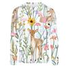 Spring and Autumn Cartoon Cute Sika Deer Pattern 3D Printed Top for Women's Casual Long Sleeve T-shirts